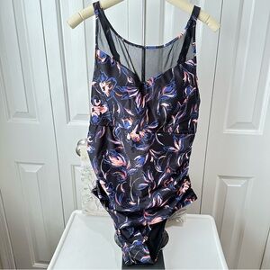 BloomChic Black & Purple One Piece Swimsuit Size 14-16